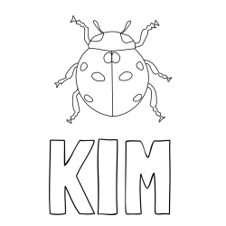 Online izdelana pobarvanka - Pobarvanka imena KIM in pobarvanka pikapolonice