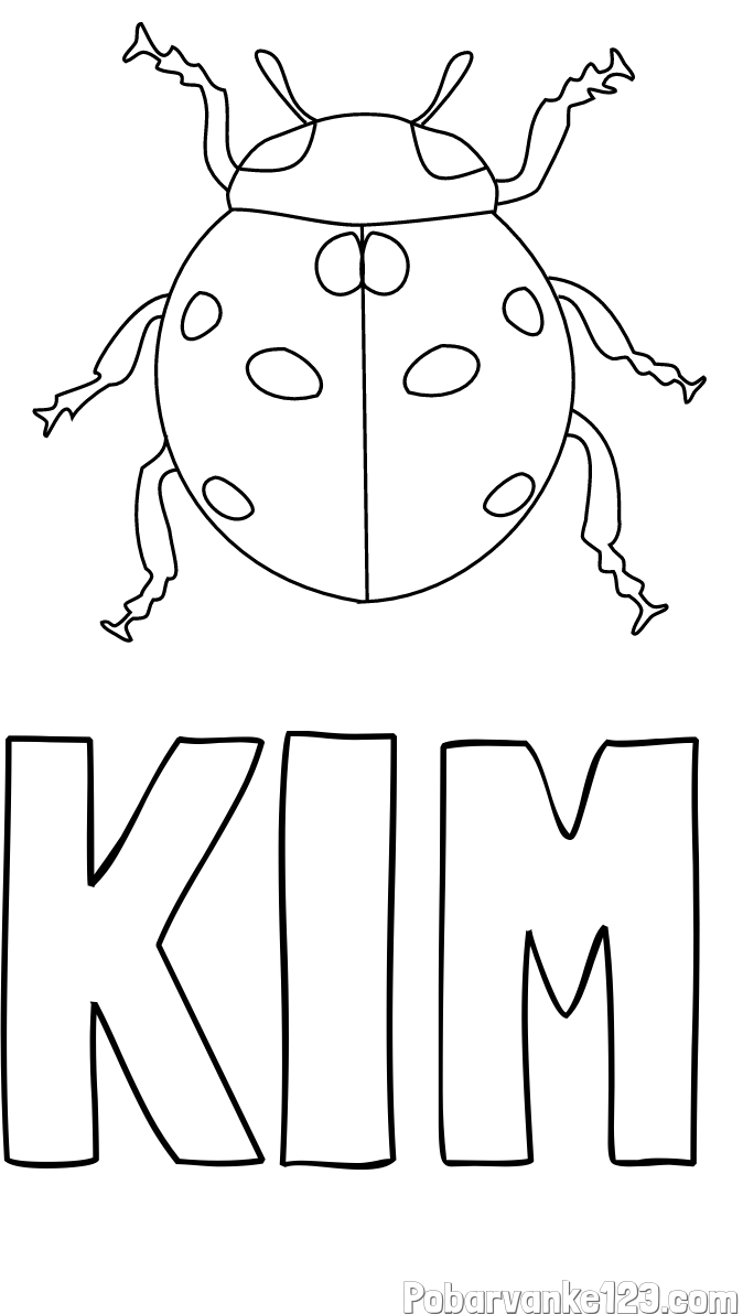 Pobarvanka imena KIM in pobarvanka pikapolonice