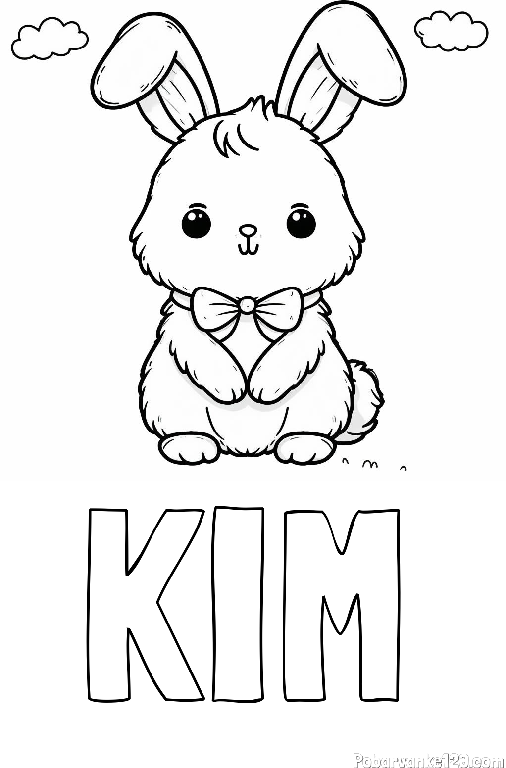 Pobarvanka imena KIM in pobarvanka prikupnega zajčka