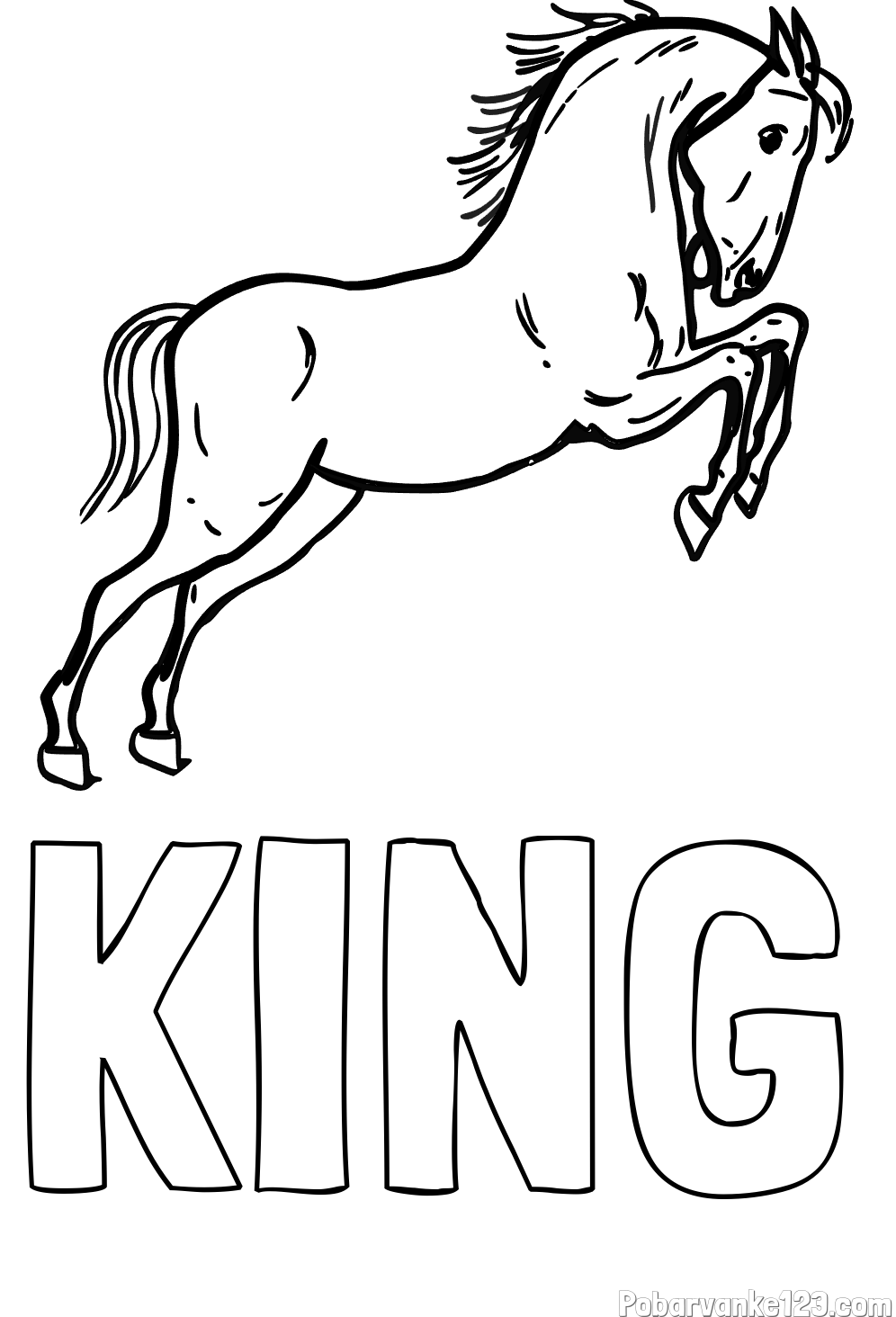 Pobarvanka imena KING in pobarvanka konja v skoku