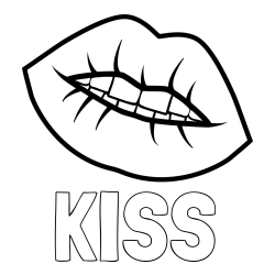 Online izdelana pobarvanka - Pobarvanka imena KISS in pobarvanka ustnic