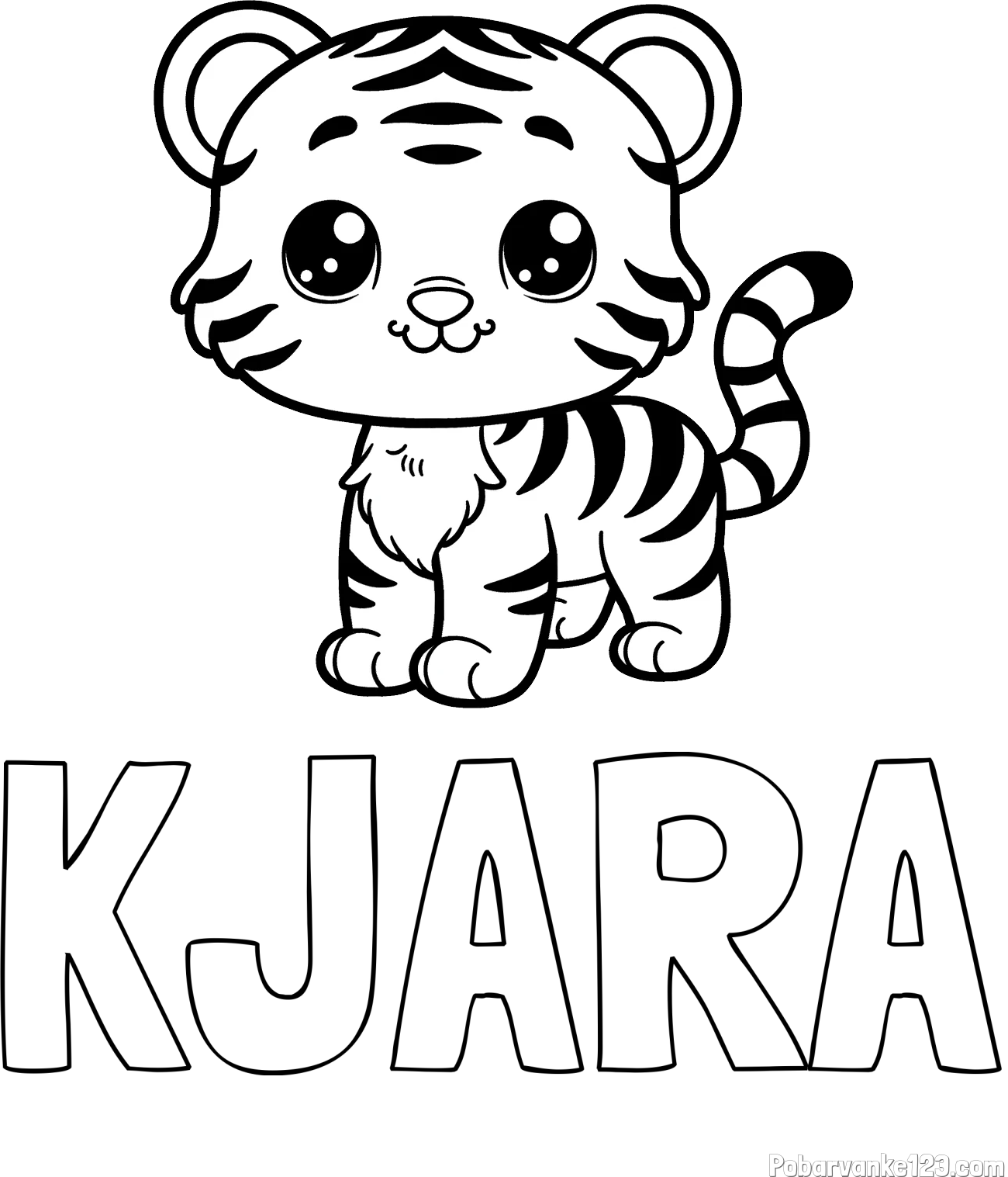 Pobarvanka imena KJARA in pobarvanka ljubkega tigrčka