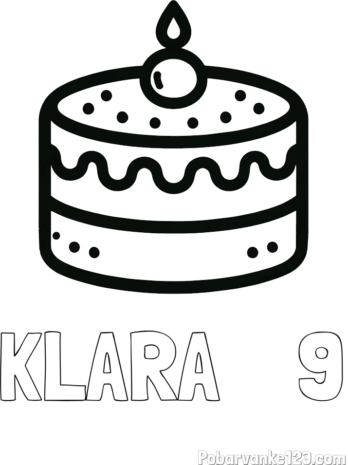 Pobarvanka imena KLARA    9 in otroška pobarvanka majhne torte