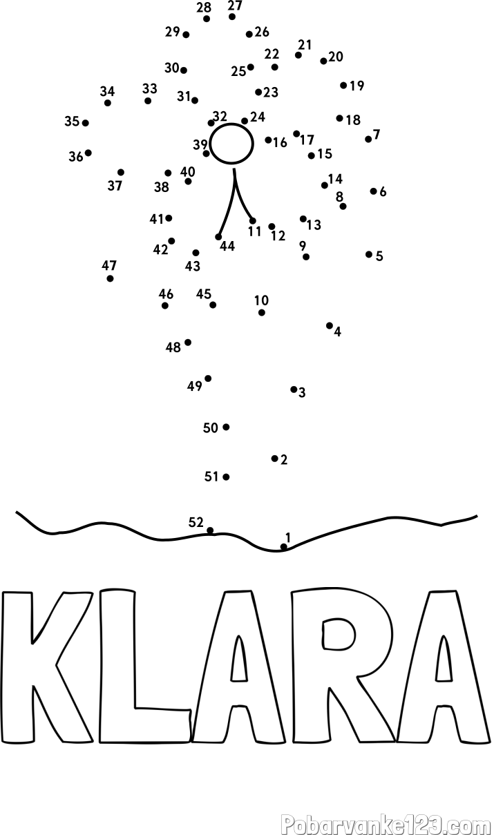 Pobarvanka imena KLARA in Črtna pobarvanka cvetlice