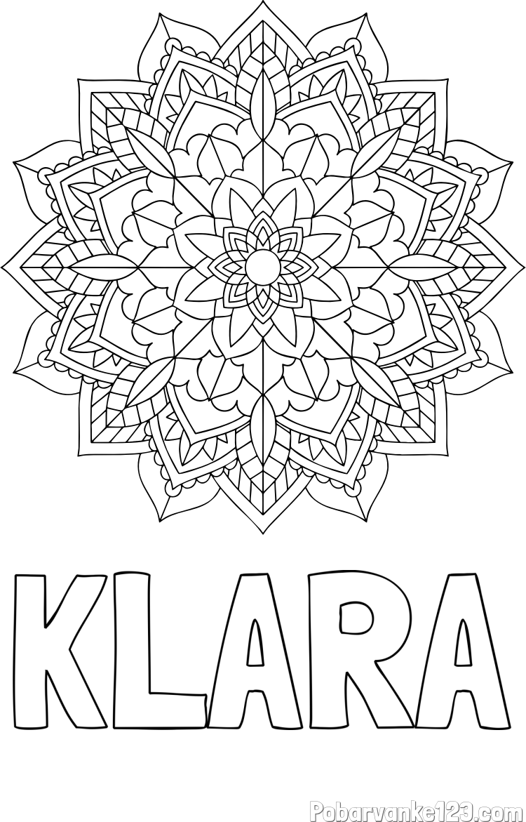 Pobarvanka imena KLARA in Čudovita pobarvanka mendale