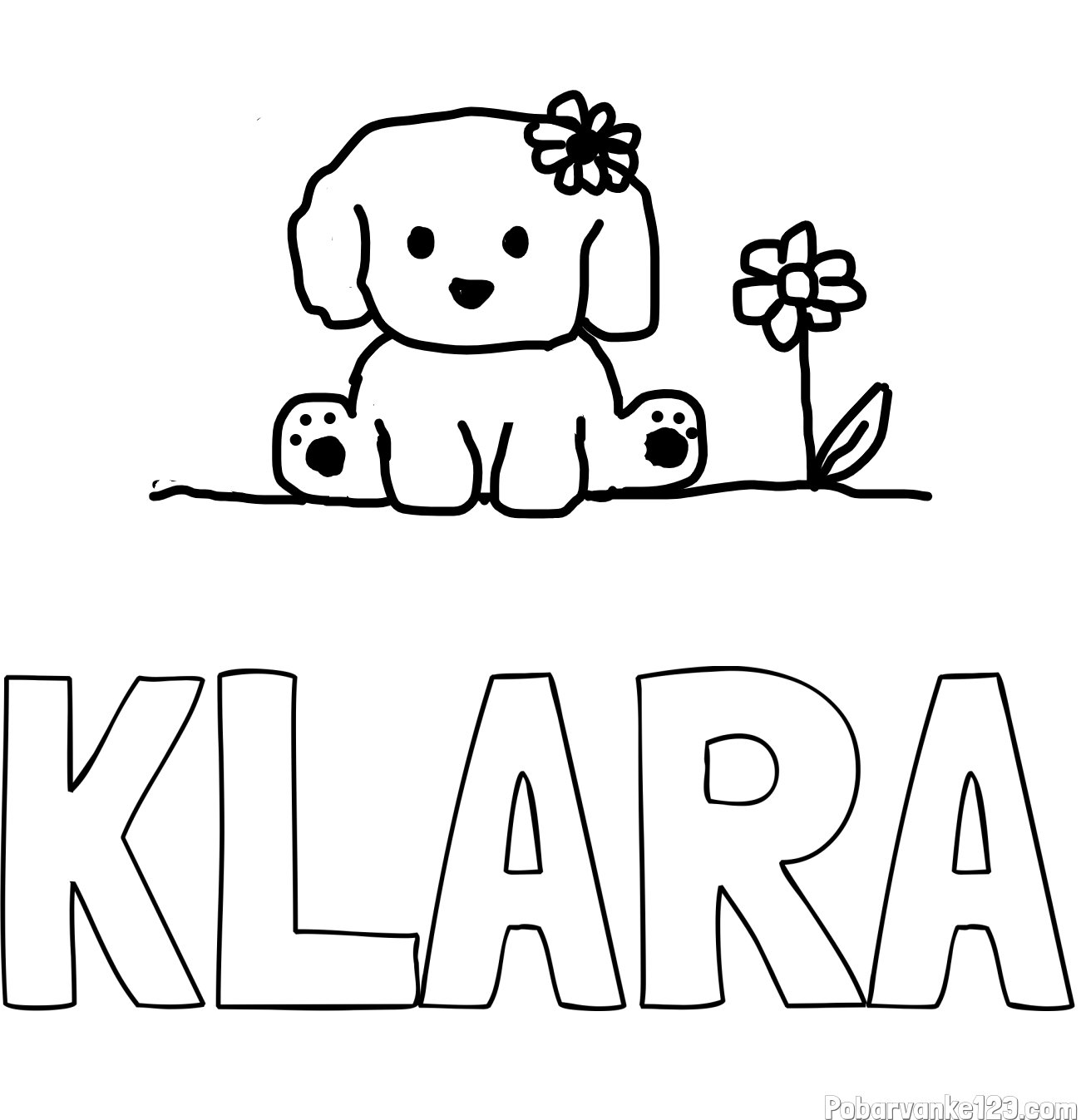 Pobarvanka imena KLARA in KUŽIKA