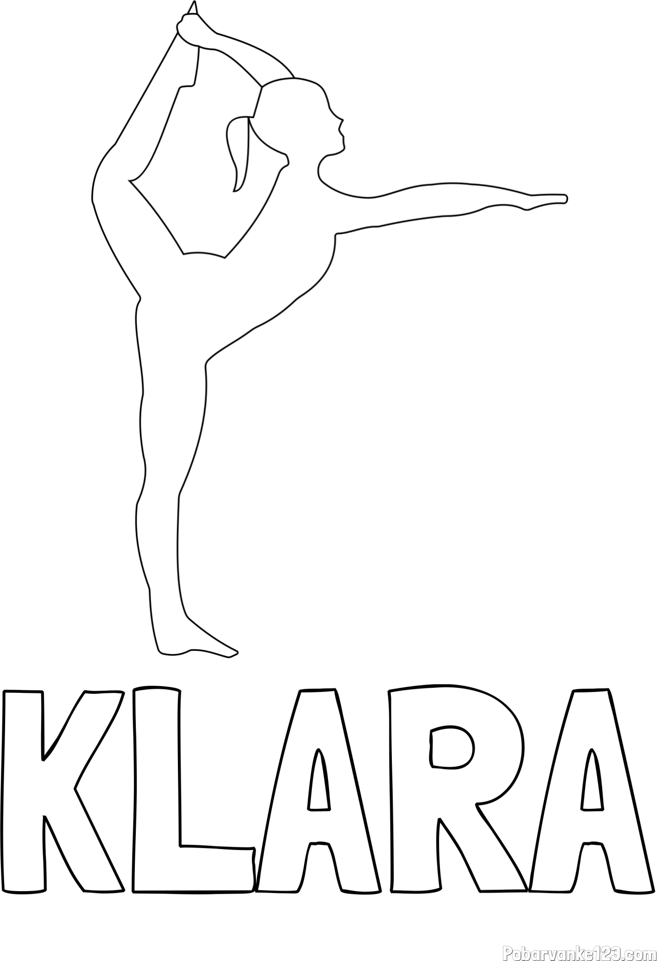 Pobarvanka imena KLARA in pobarvanka baletke med ogrevanjem