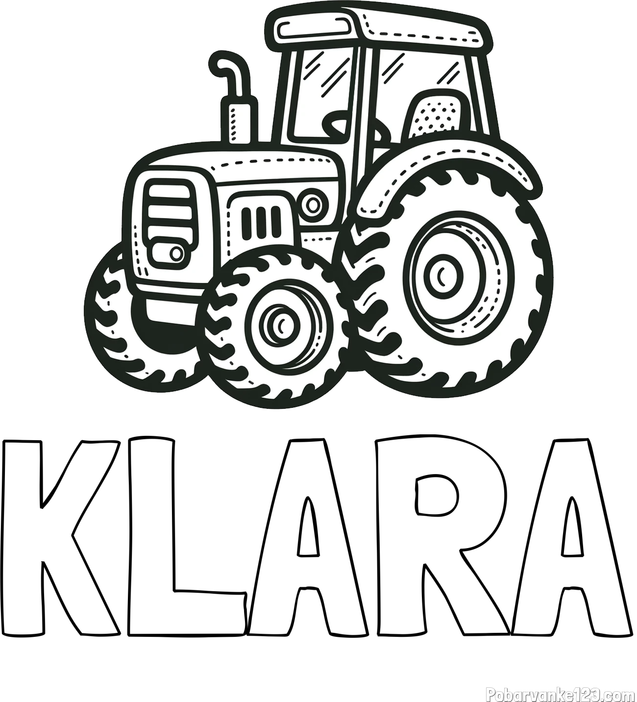 Pobarvanka imena KLARA in pobarvanka čudovitega traktorja