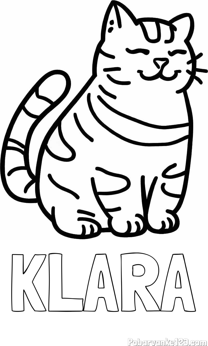 Pobarvanka imena KLARA in pobarvanka debelušne mačke
