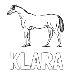 Pobarvanka imena KLARA in pobarvanka konja