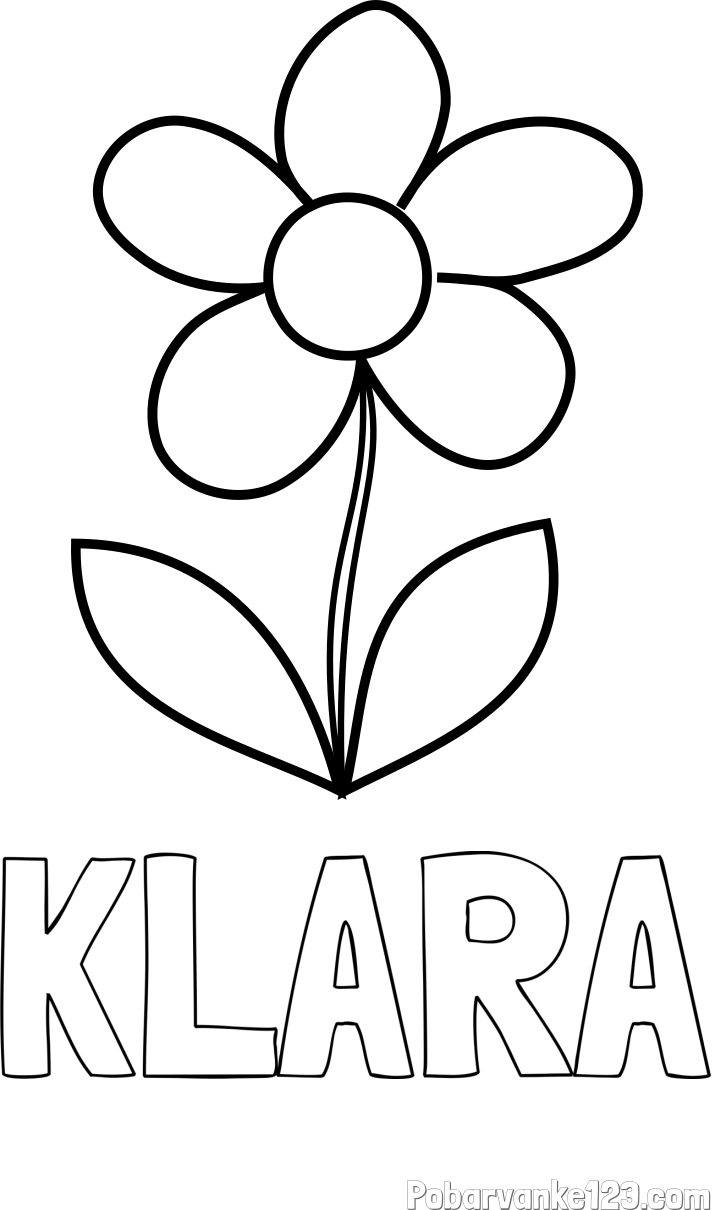Pobarvanka imena KLARA in pobarvanka lepe cvetlice