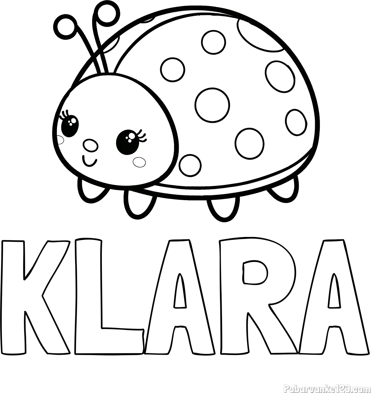 Pobarvanka imena KLARA in pobarvanka ljubke pikapolonice