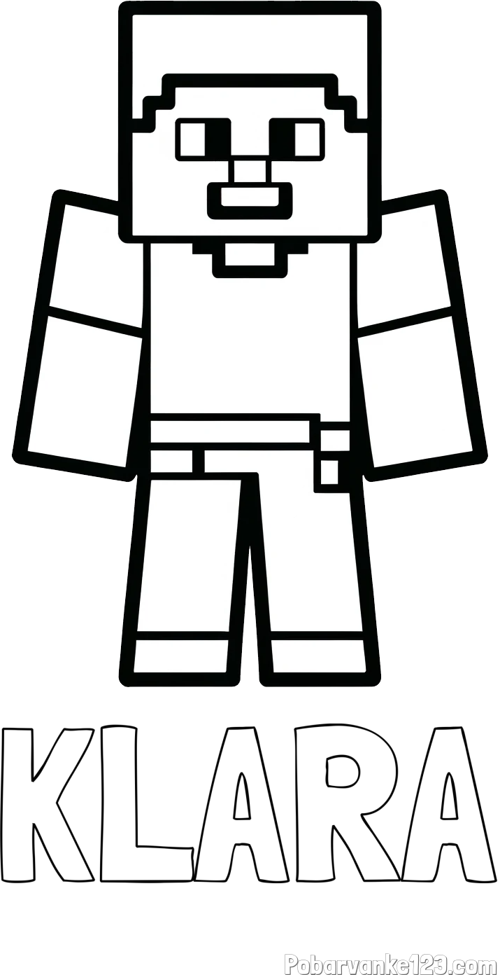 Pobarvanka imena KLARA in pobarvanka Minecraft figurice