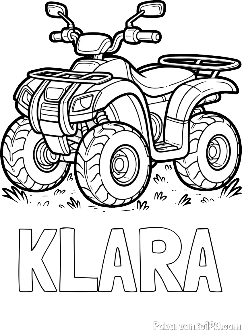 Pobarvanka imena KLARA in pobarvanka velikega štirikolesnika
