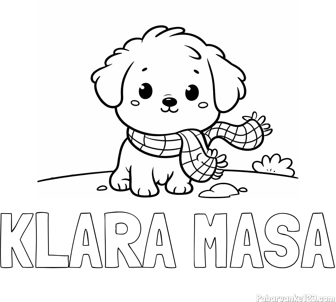 Pobarvanka imena KLARA MAŠA in pobarvanka prikupnega psička