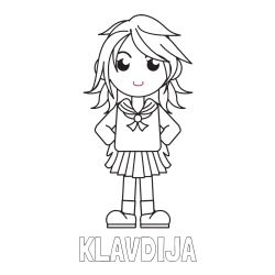Online izdelana pobarvanka - Pobarvanka imena KLAVDIJA in pobarvanka šolarke