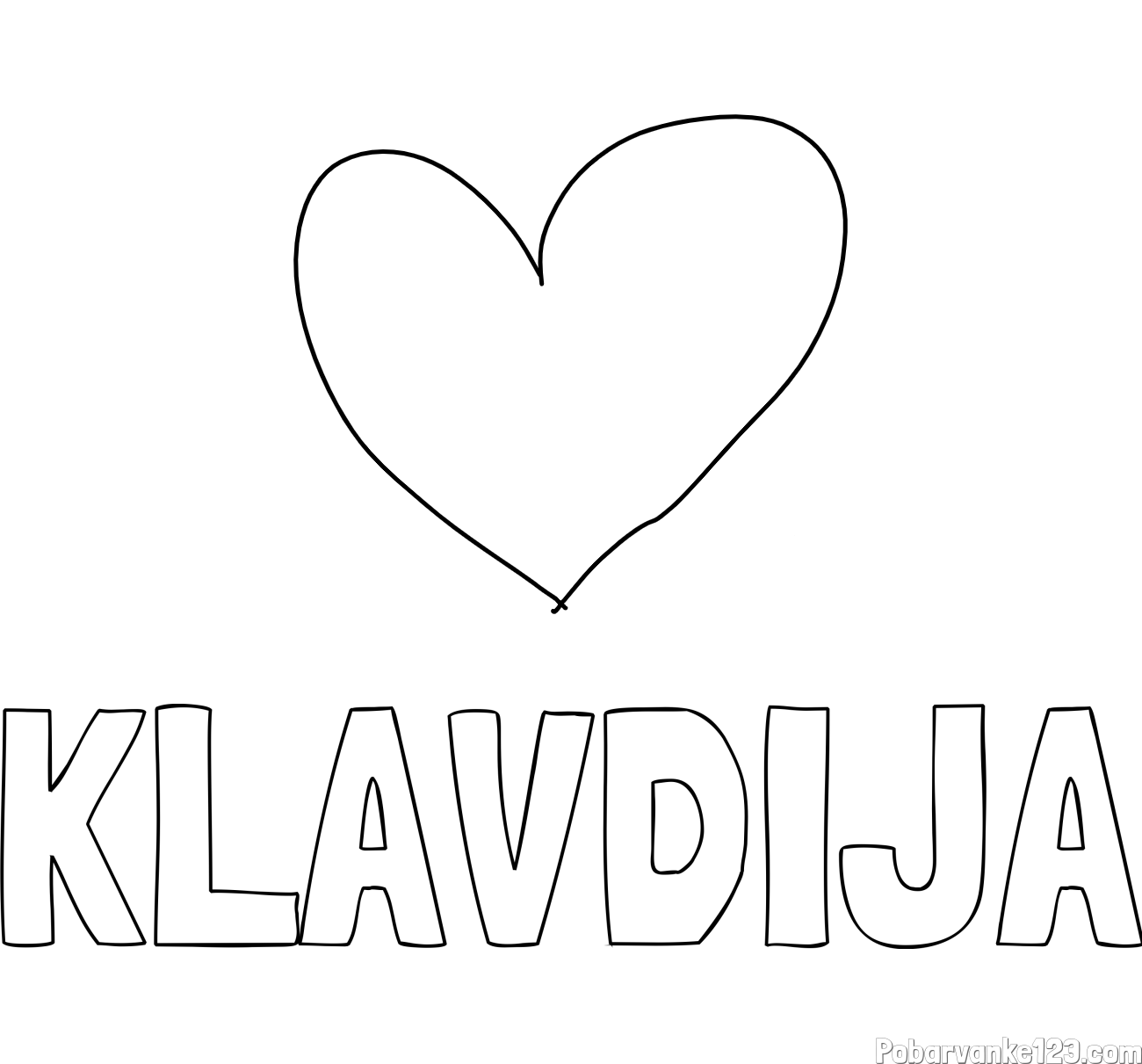 Pobarvanka imena KLAVDIJA in srček