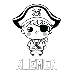 Pobarvanka imena KLEMEN in pobarvanka ljubkega gusarja