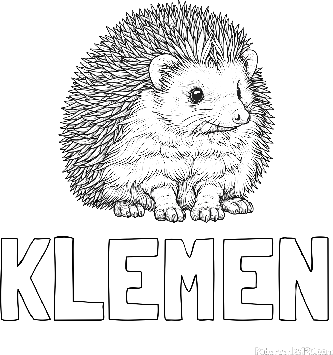 Pobarvanka imena KLEMEN in pobarvanka nasmejanega ježa