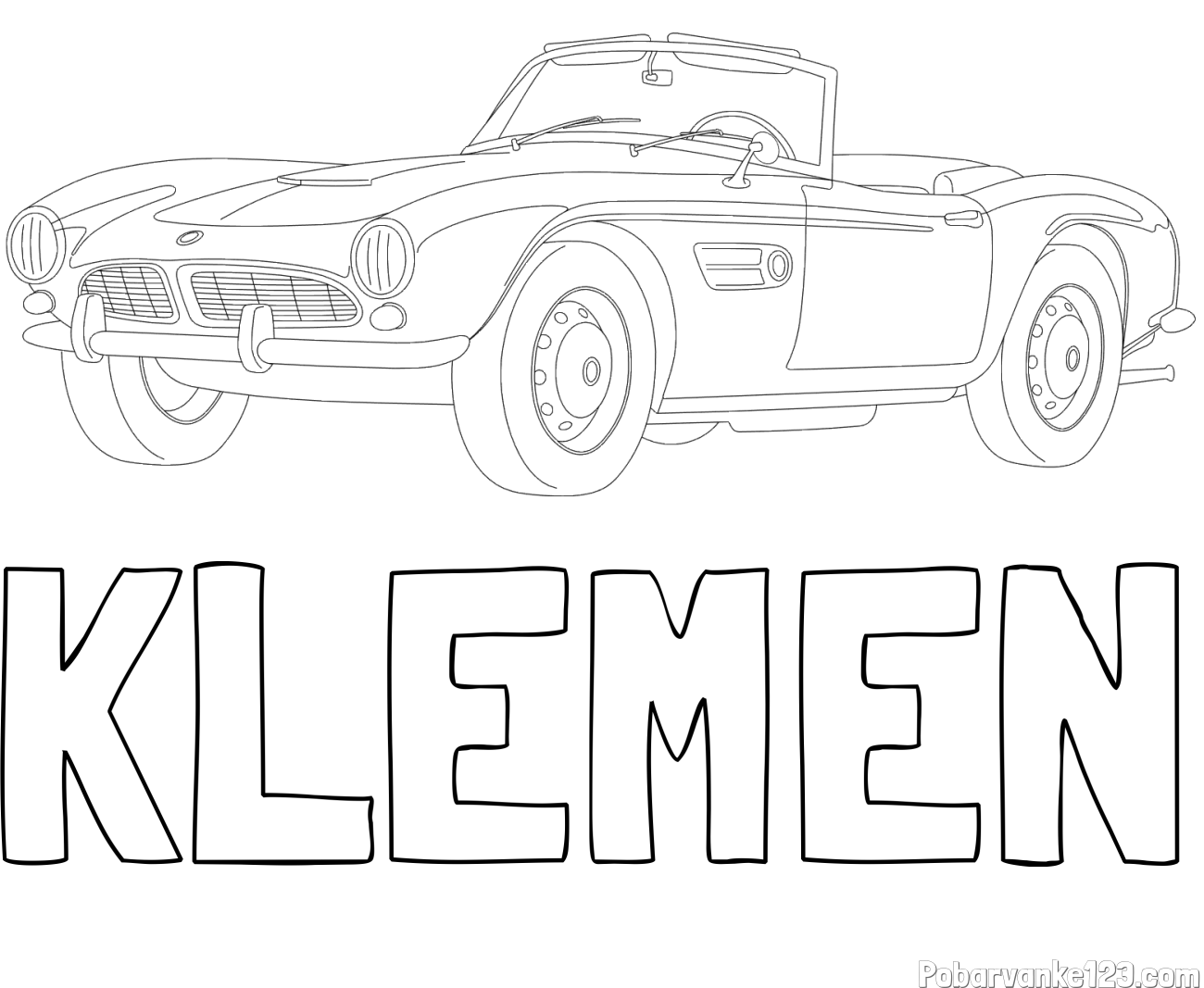 Pobarvanka imena KLEMEN in pobarvnaka starega BMW