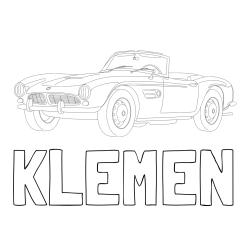 Online izdelana pobarvanka - Pobarvanka imena KLEMEN in pobarvnaka starega BMW