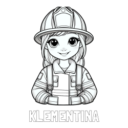 Online izdelana pobarvanka - Pobarvanka imena KLEMENTINA in pobarvanka ljubke gasilke