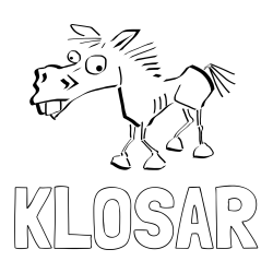 Online izdelana pobarvanka - Pobarvanka imena KLOŠAR in pobarvanka smešni konj