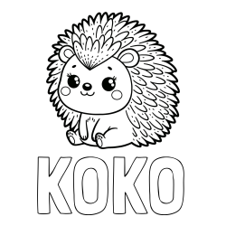 Online izdelana pobarvanka - Pobarvanka imena KOKO in pobarvanka nasmejanega ježka