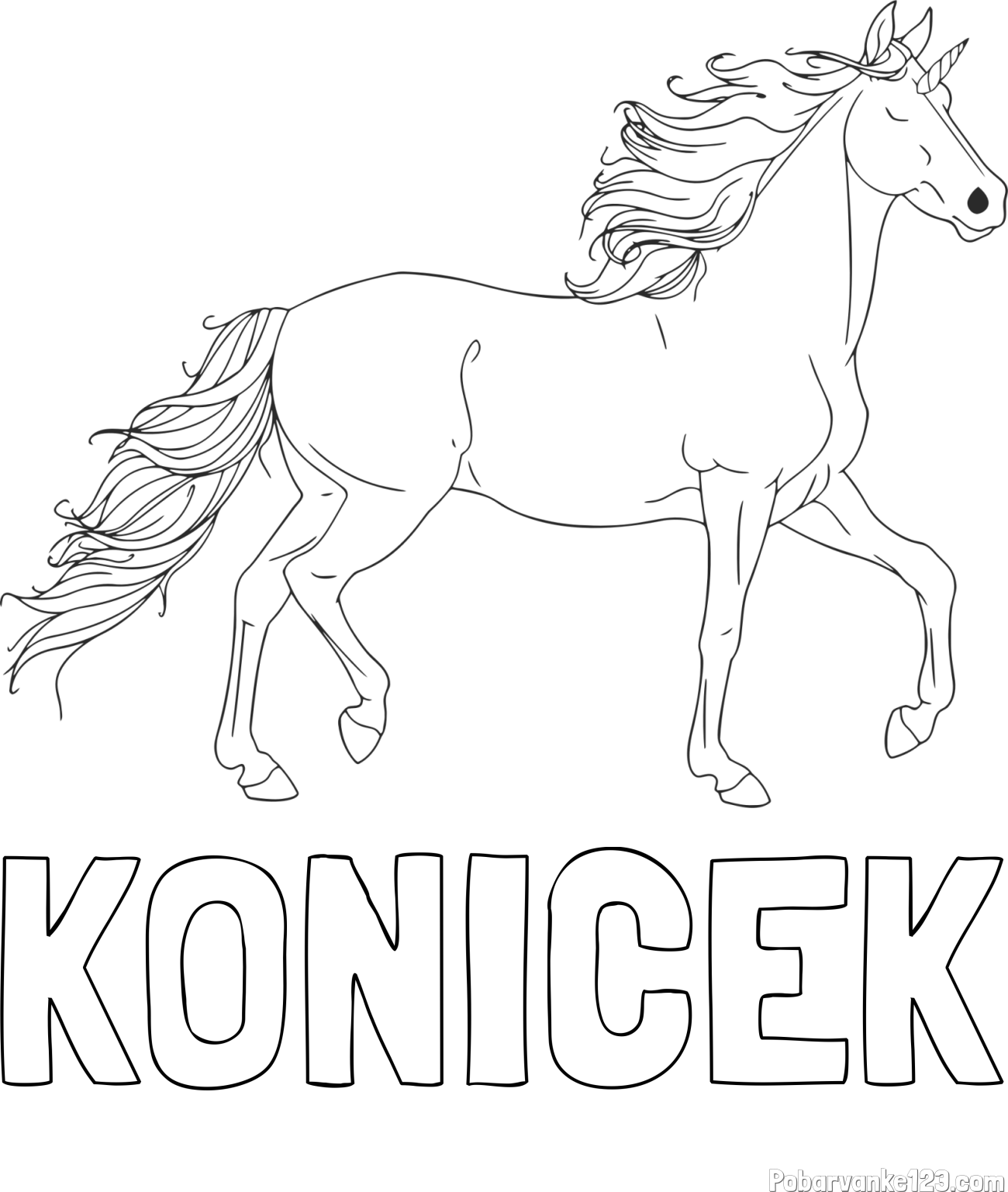 Pobarvanka imena KONIČEK in samorog