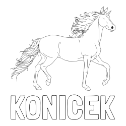 Online izdelana pobarvanka - Pobarvanka imena KONIČEK in samorog