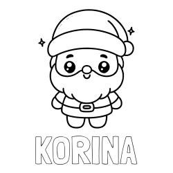 Online izdelana pobarvanka - Pobarvanka imena KORINA in enostavna otroška pobarvanka Božička