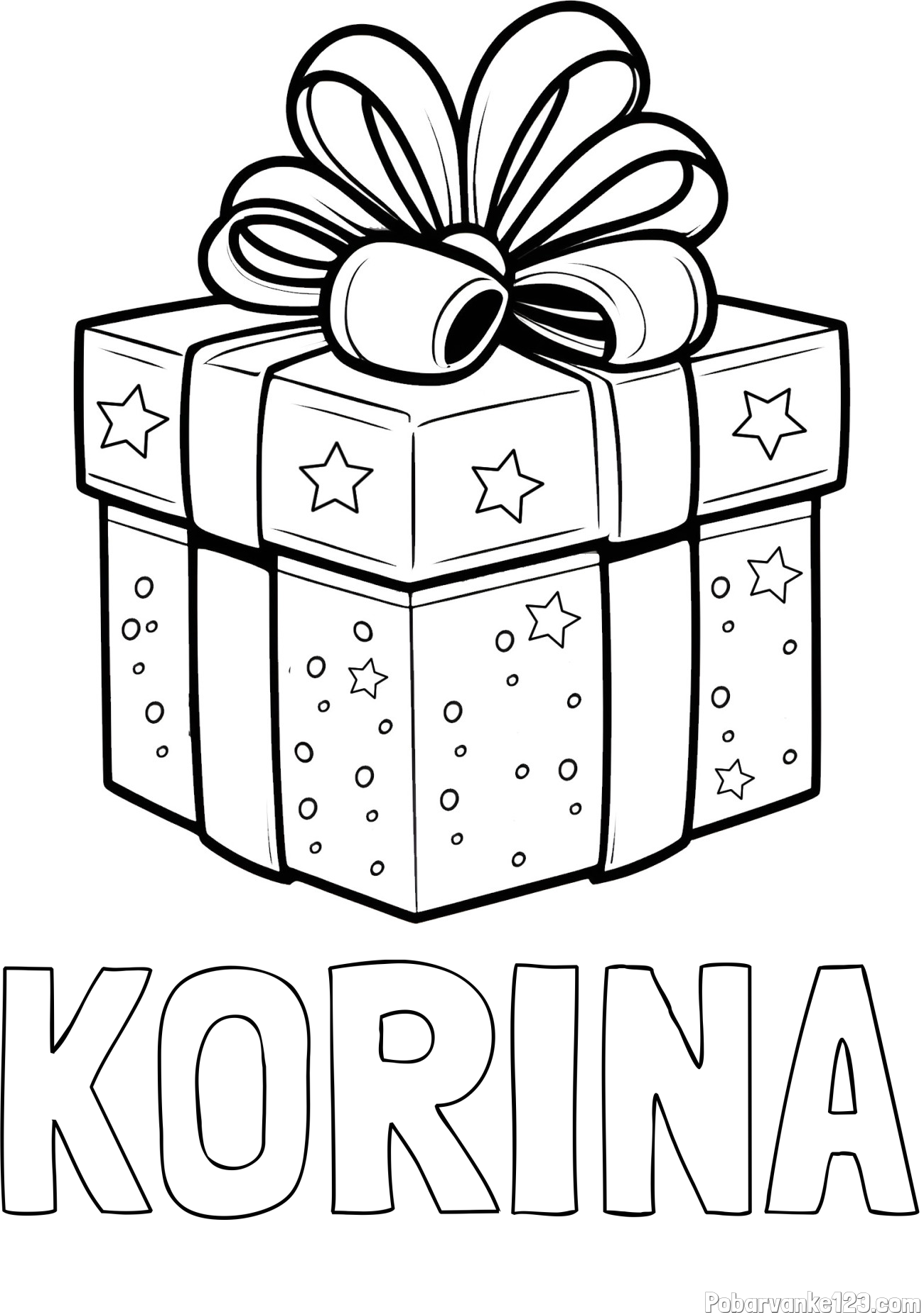 Pobarvanka imena KORINA in pobarvanka božičnega darila