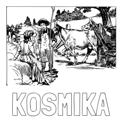 Online izdelana pobarvanka - Pobarvanka imena KOSMIKA in pobarvanka fanta in dekle pri pogovoru