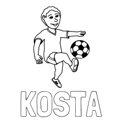 Online izdelana pobarvanka - Pobarvanka imena KOSTA in pobarvanka nogometaša, ki brca žogo