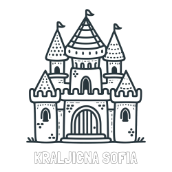Online izdelana pobarvanka - Pobarvanka imena KRALJIČNA SOFIA in otroška pobarvanka gradu