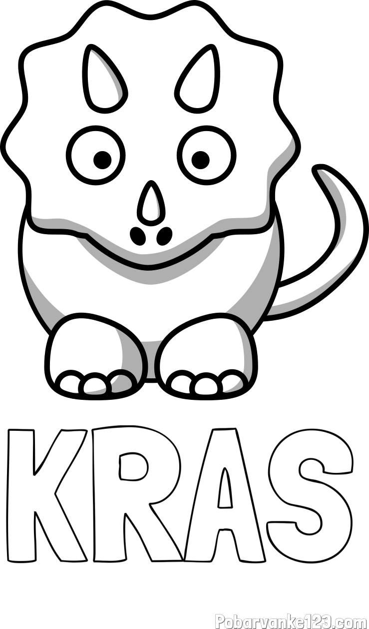 Pobarvanka imena KRAS in pobarvanka dinozavra triceratops