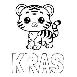 Online izdelana pobarvanka - Pobarvanka imena KRAS in pobarvanka ljubkega tigrčka