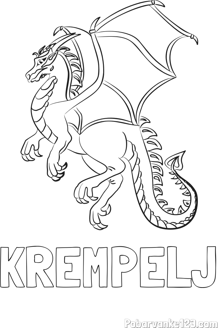 Pobarvanka imena KREMPELJ in pobarvanka strašnega zmaja