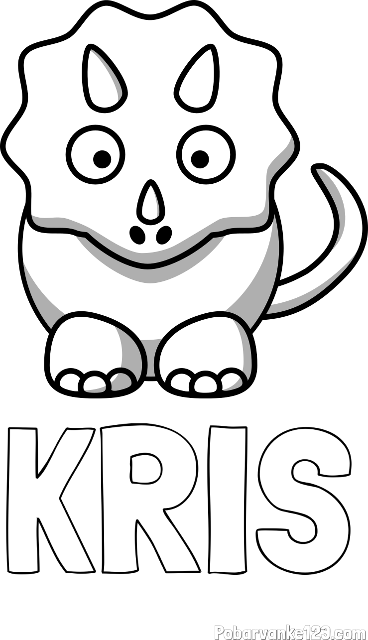 Pobarvanka imena KRIS in pobarvanka dinozavra triceratops