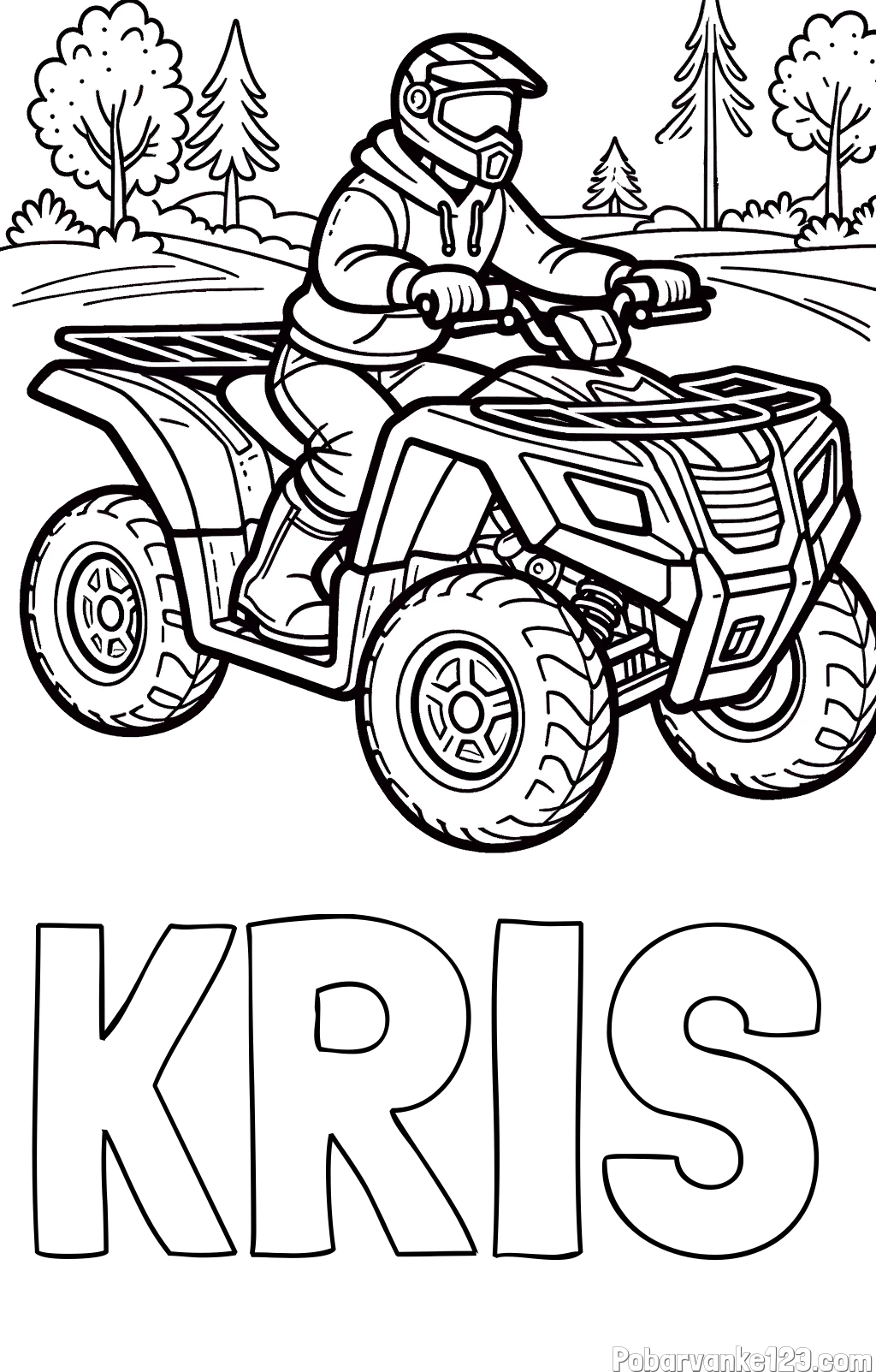 Pobarvanka imena KRIS in pobarvanka motorista na štirikolesniku