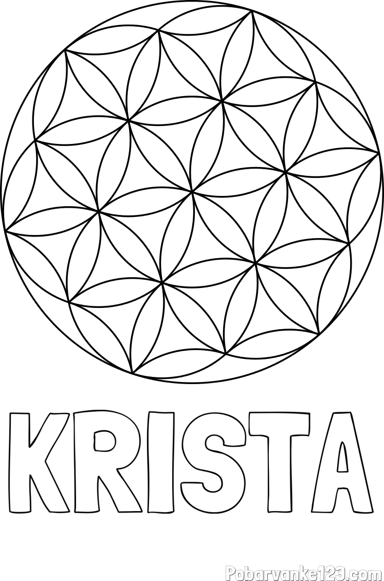 Pobarvanka imena KRISTA in mandale 2