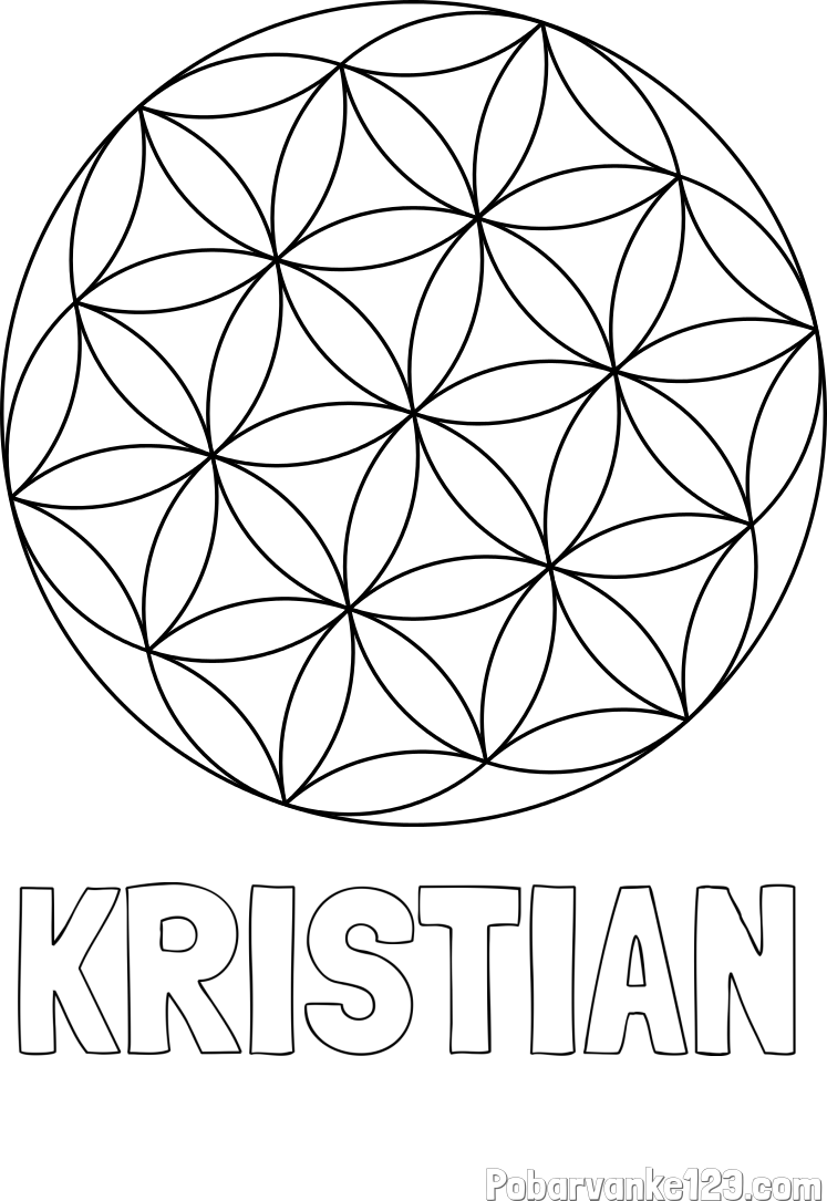 Pobarvanka imena KRISTIAN in mandale 2