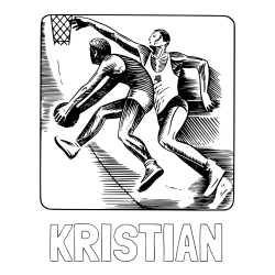 Online izdelana pobarvanka - Pobarvanka imena KRISTIAN in pobarvanka dveh košarkarjev med igro