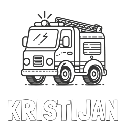 Online izdelana pobarvanka - Pobarvanka imena KRISTIJAN in pobarvanka gasilskega avta z vklopljeno sireno