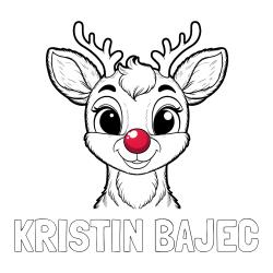 Online izdelana pobarvanka - Pobarvanka imena KRISTIN BAJEC in otroška pobarvanka simpatičnega jelenčka Rudolfa