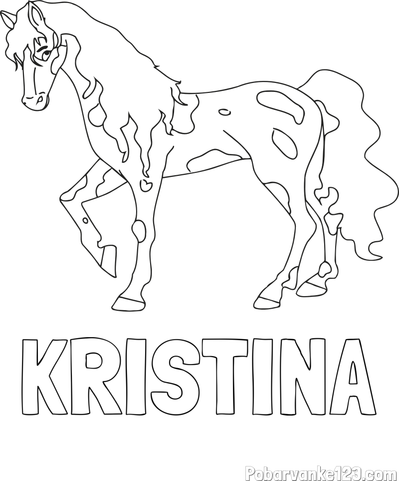 Pobarvanka imena KRISTINA in pobarvanka lisastega konja