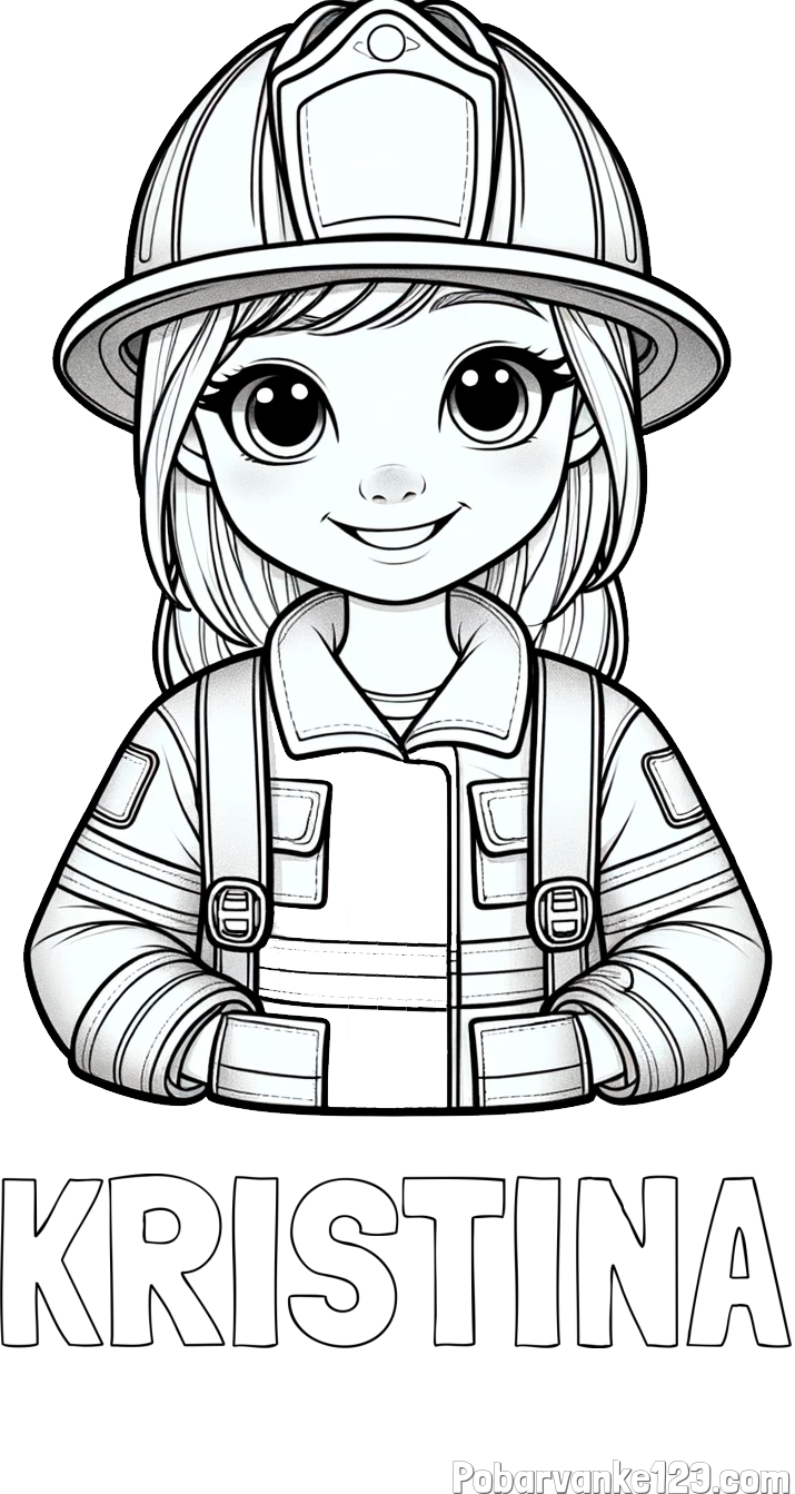 Pobarvanka imena KRISTINA in pobarvanka ljubke gasilke