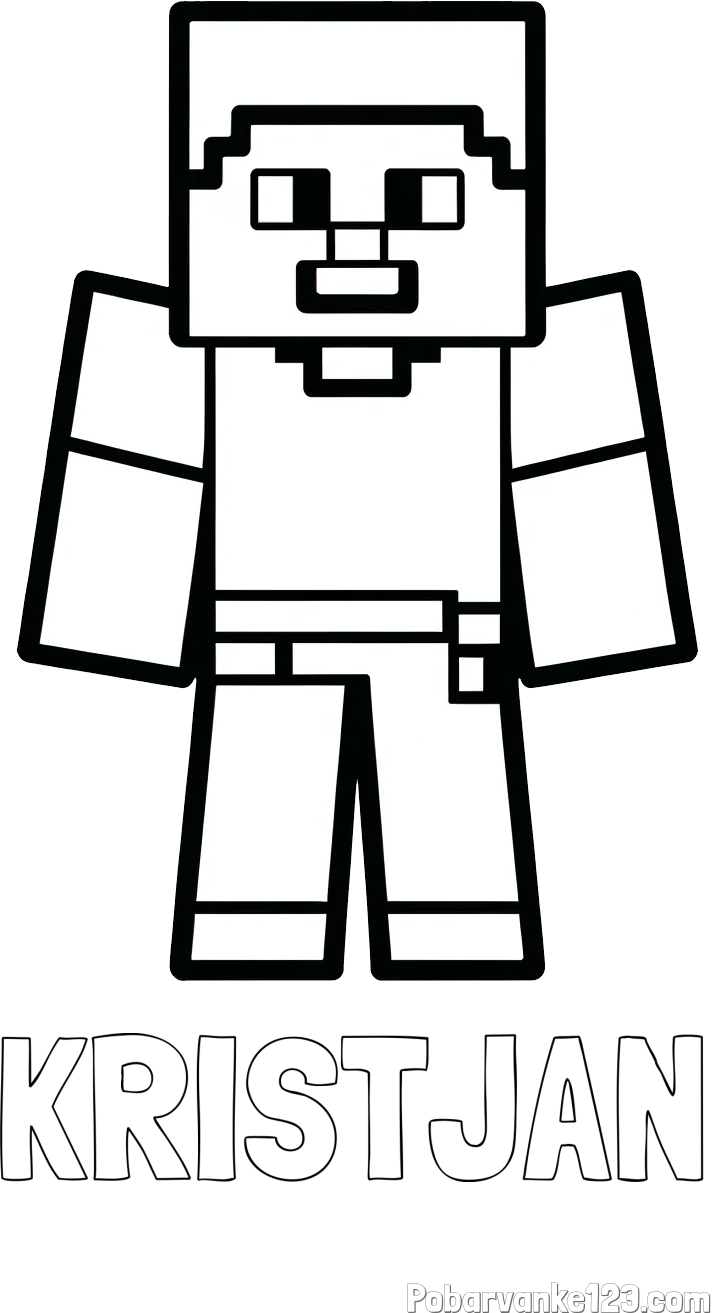 Pobarvanka imena KRISTJAN in pobarvanka Minecraft figurice