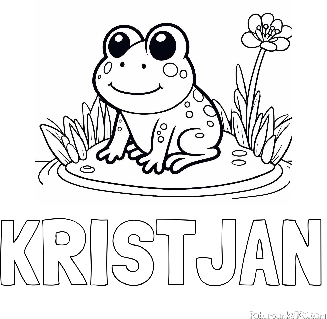 Pobarvanka imena KRISTJAN in pobarvanka žabe