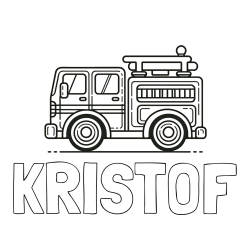 Online izdelana pobarvanka - Pobarvanka imena KRIŠTOF in lepa pobarvnak gasilskega avta